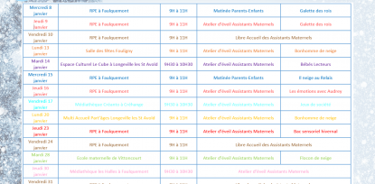 Programme de janvier 2025 au RPE du DUF