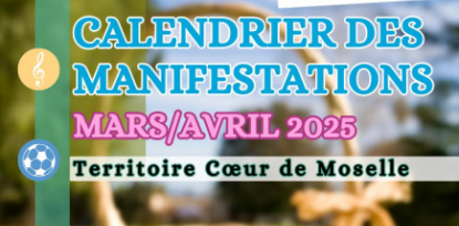 Calendrier des animations mars & avril 2025