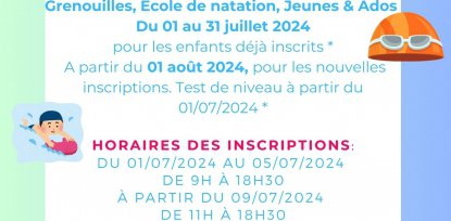 Piscine districale : inscriptions pour l'année 2024/2025