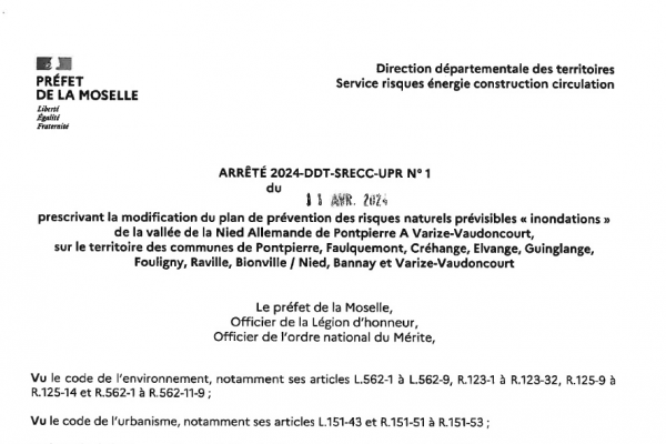 Arrêté de prescription du Plan de Prévention des Risques "inondations"